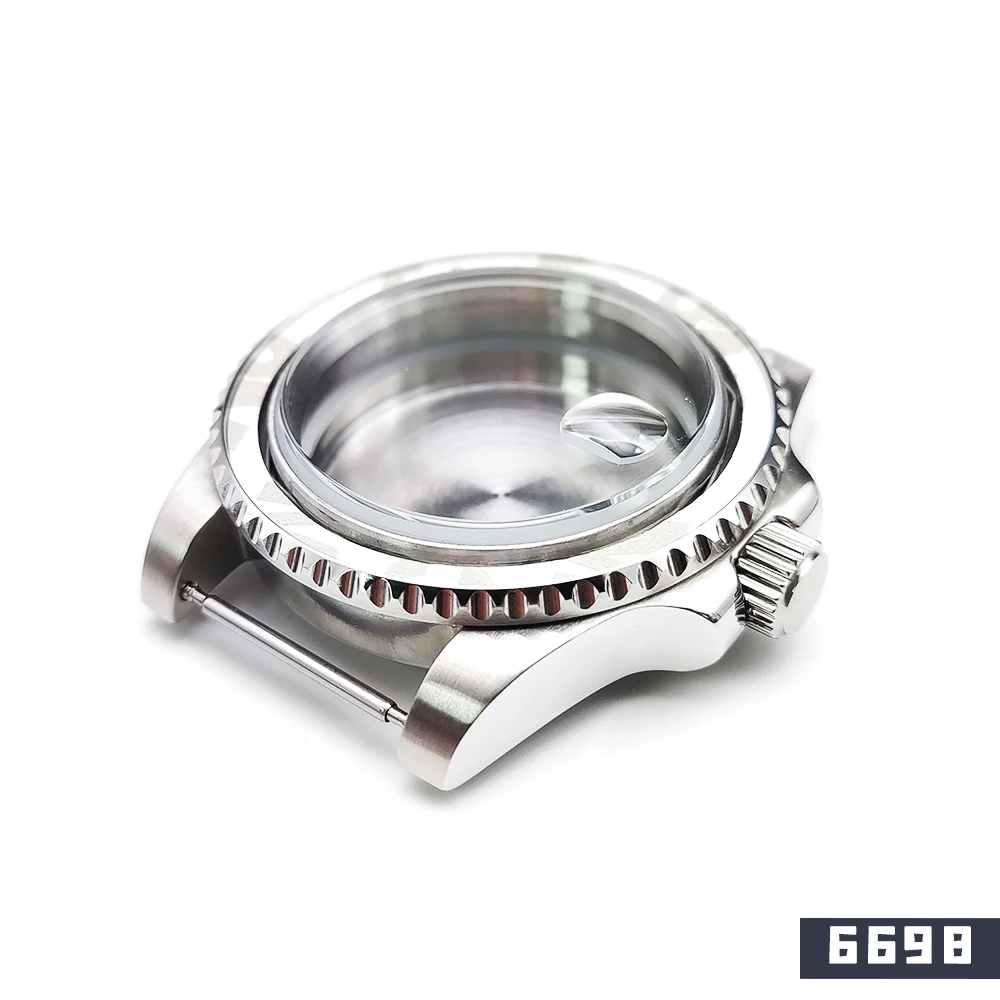 40 mm yacht watch case ore glass ceramic GMT bezel 316L stainless steel case is suitable for NH35 NH36 ETA Miyota 8205 8215