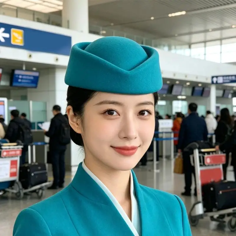 Classical Polyester Stewardess Pillbox Hat Costume Cap French Design Ladies Dress Hat Warm Winter Fashion Y166