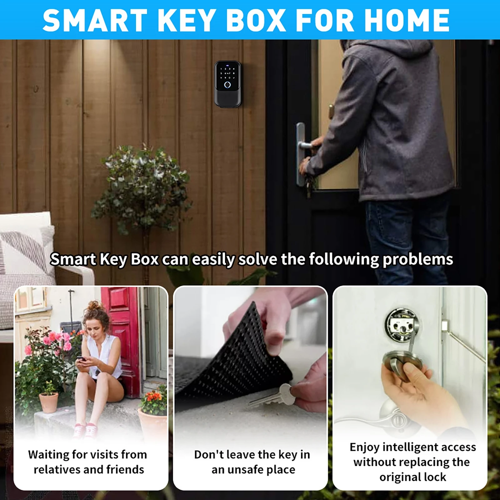 Tuya Portable Smart Key Box IP65 Waterproof Bluetooth Wireless Lock Box Fingerprint/ Password/ Card/ Fingerprint/ Key Unlock