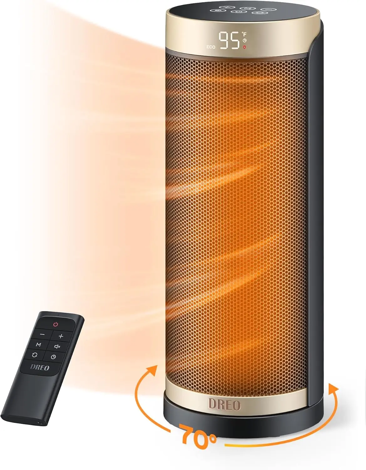 

Space Heater for Bathroom and Indoor, 70°Oscillating, 5 Modes, Remote for Bedroom, 12H Timer, with ALCI Plug