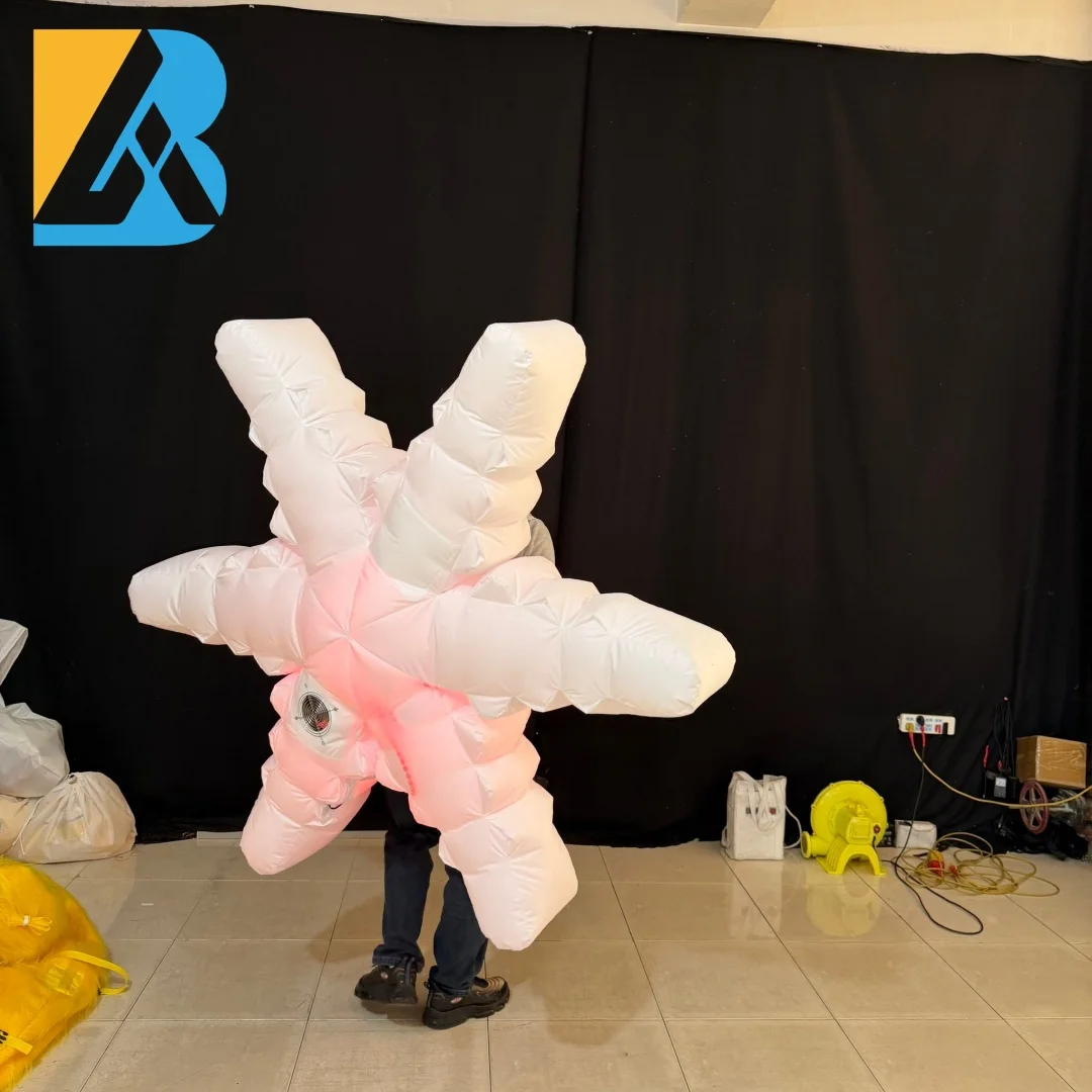 

Bespoke Large Blow up Snowflake Walking Costume with LED Lighting for Christmas Parade Toys