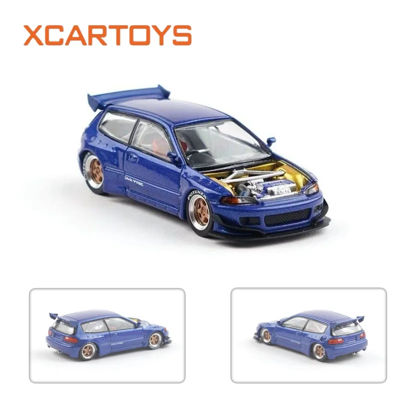 XCARTOYS 1/64 S26-06 Rocket Bunny Civic EG6 Diecast Alloy Car Model Open Engine Compartment Mini Collectible Ornament Toy