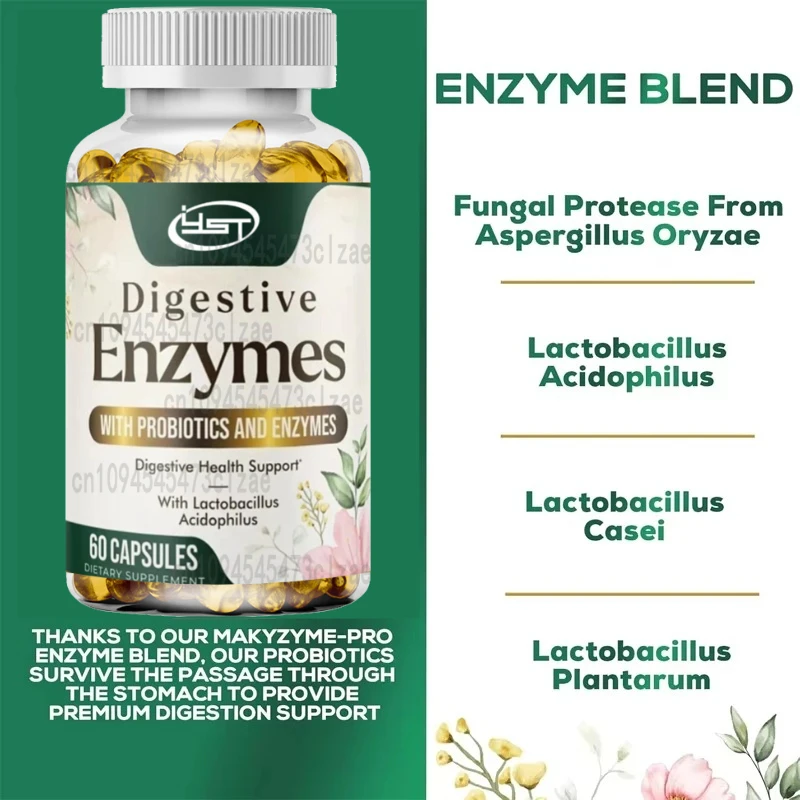 

Digestive Enzyme Containing Probiotics and Bromelain - Supports Digestion, Bloating, and Intestinal Health, Non GMO -60 Capsules