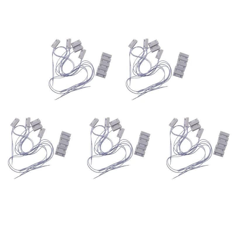 

25 шт. проводных магнитных датчиков для дверей и окон MC-38 для домашней системы сигнализации, нормально закрытые (NC), когда датчики вместе, включают контакт.