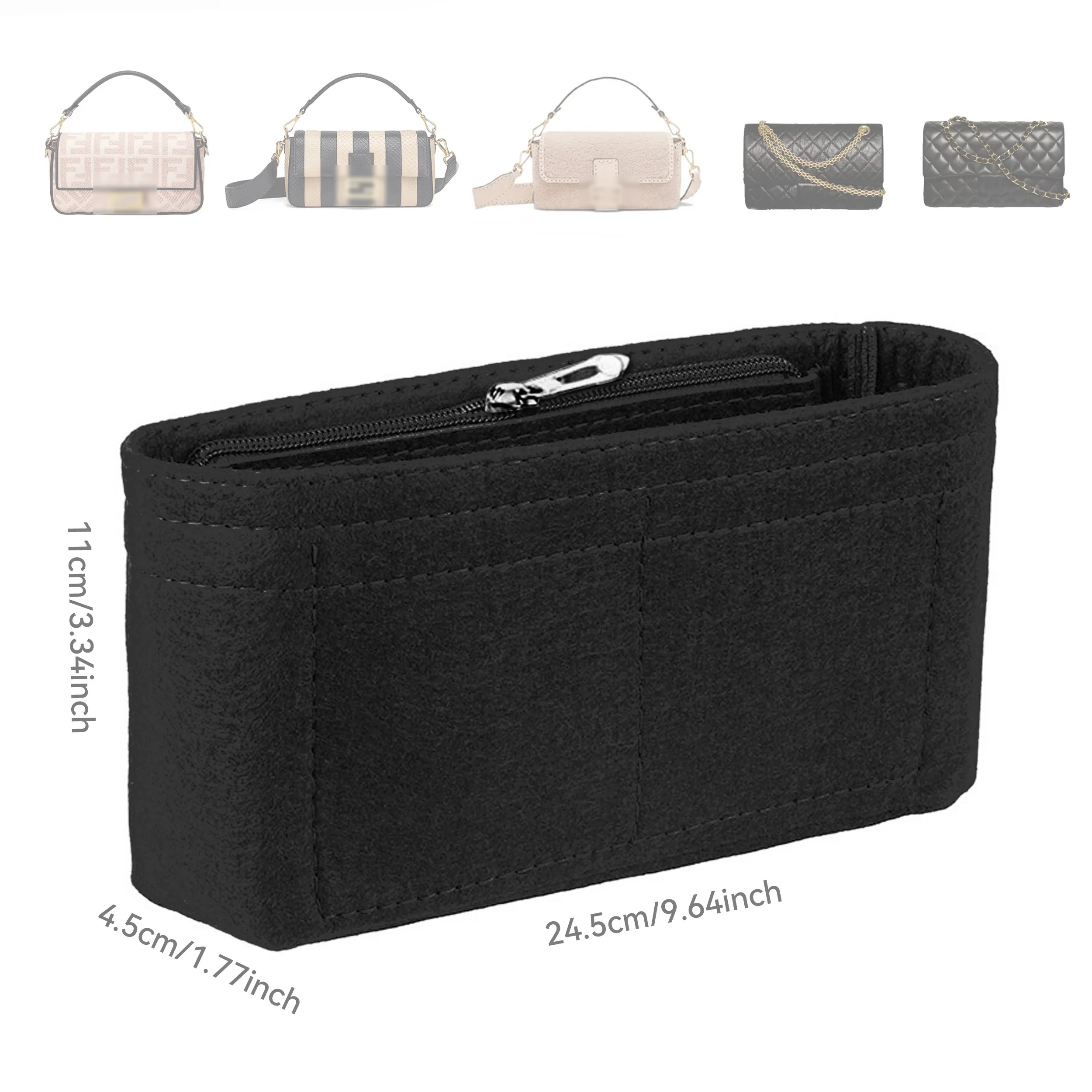 Filz-Einsatztaschen-Organizer, Make-up-Organizer, Innenfutter, perfekt für Marken-Damenhandtaschen und Kosmetiktaschen