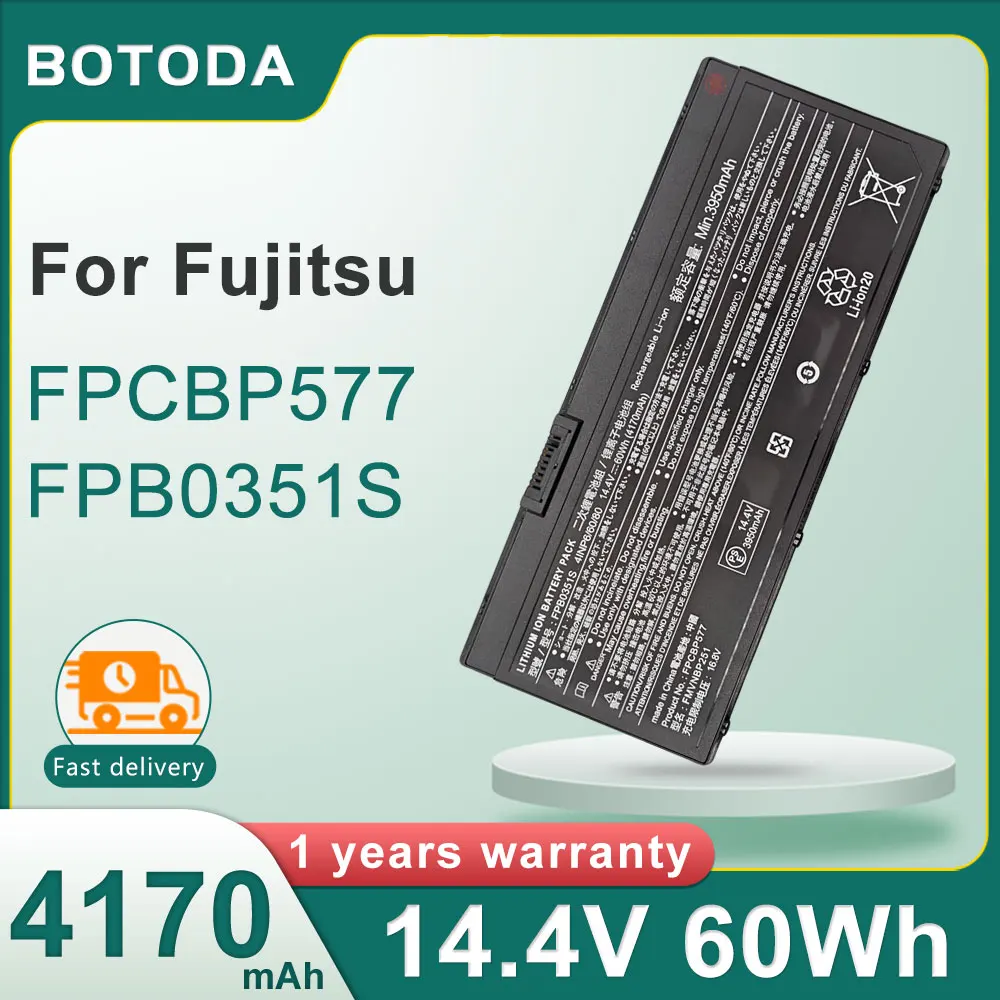 BOTODA 14.4V 60Wh 4170mAh FPCBP577 Laptop Battery for Fujitsu LifeBook U7310 U7311 Series FPB0351S FMVNBP251