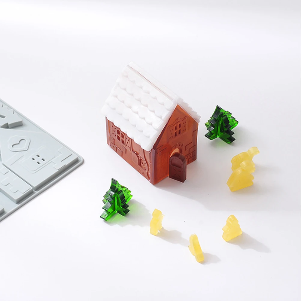 

Silicone Baking Mold Gingerbread House Shaped Christmas Cake Tools DIY Biscuit Molds for Baking Cakes Decorations Gifts