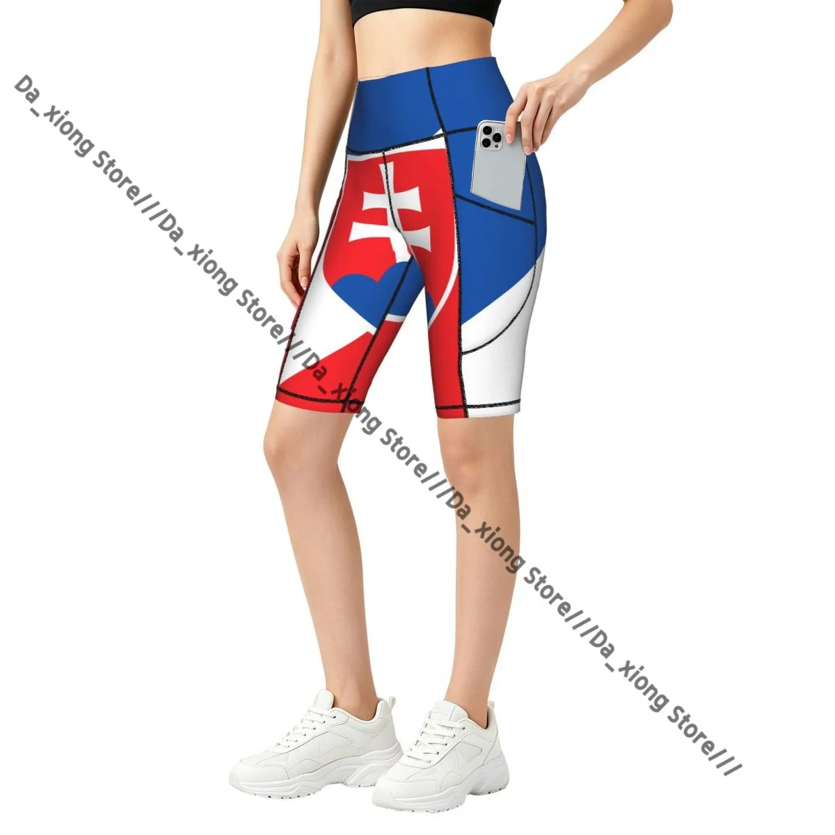 Female Hip Lift Yoga Shorts Slovakia Flag Style Daily Wear Fitness Active Pants