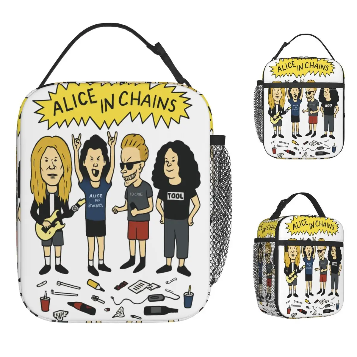 앨리스 인 체인 더트 런치 백 휴대용 지퍼 도시락 가방 성인 야외 피크닉 그래픽 쿨러 백 레저 옥스포드 토트 푸드 백