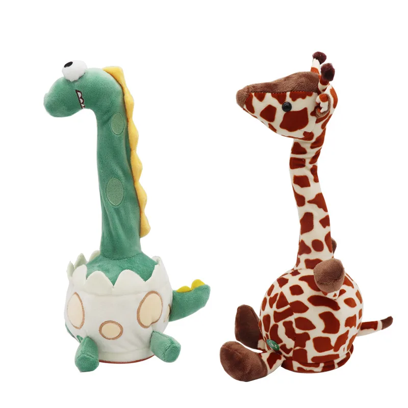 Electric Plush Doll Dancer Animals Glowing giraffe Record Sound Repeat Talking Shake dinosaur Baby Toy