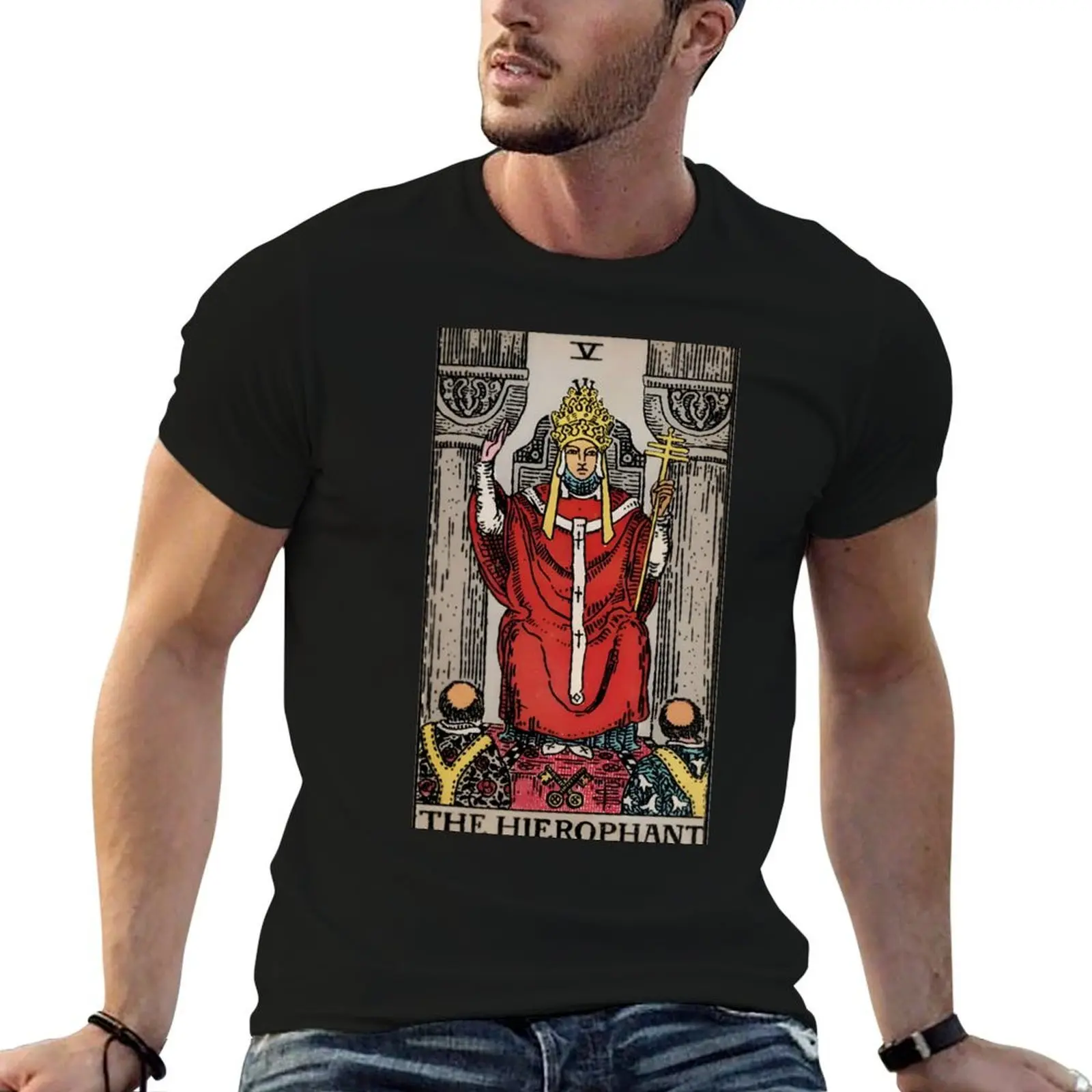 

The Hierophant Rider Tarot Card T-Shirt t shirts designer funny t shirts cotton T-Shirt