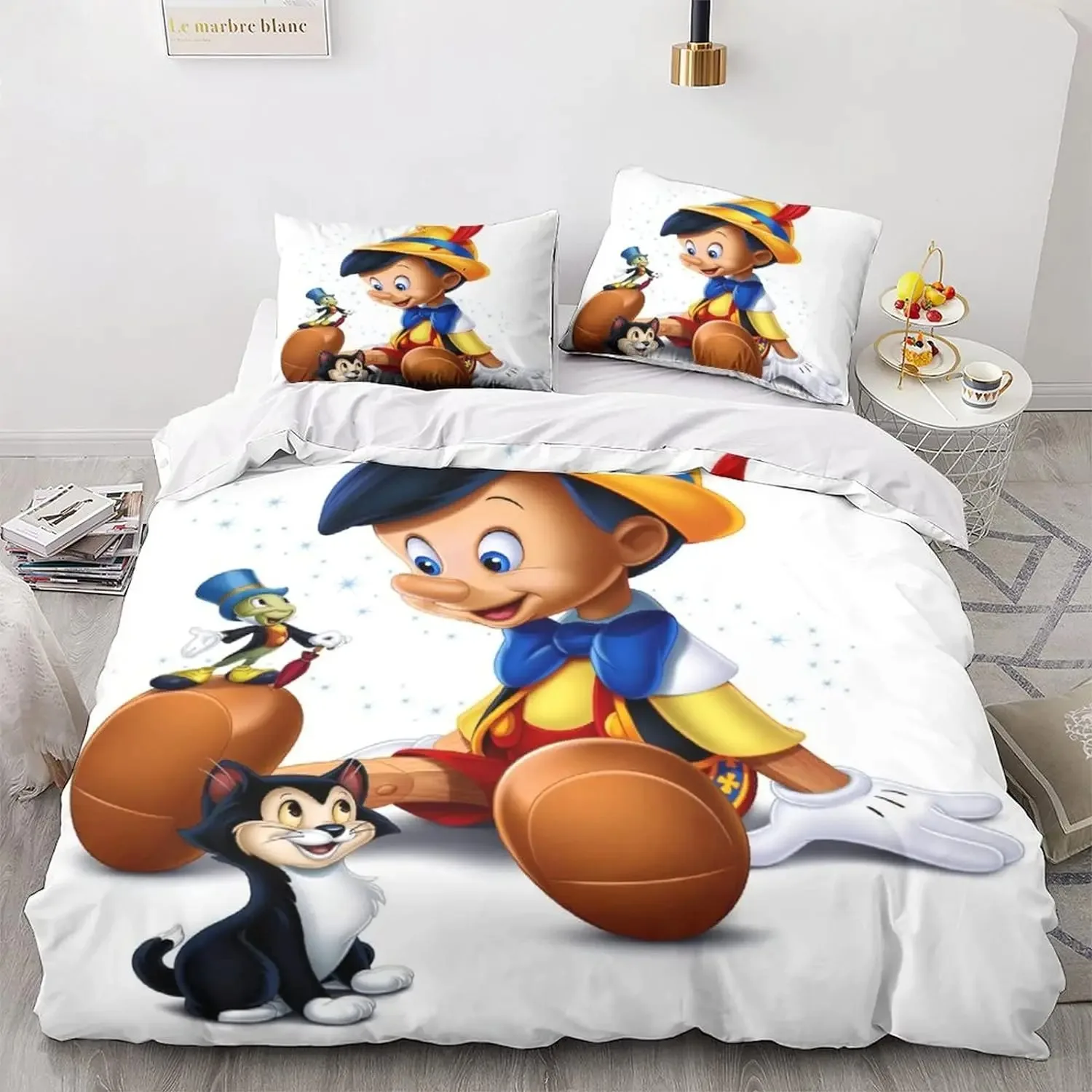 Pinocchio Movie Bedding Set,Duvet Cover Anime 3D Printing with Pillowcase For Kids Adults For Single Bed Double Bed