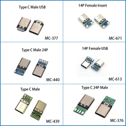 1PC USB 3.1 Type C PCB Board Charging Data Port Interface Connector 7 14 12 24 Pin 2/4/6P Solder Joint USB Male Female Socket