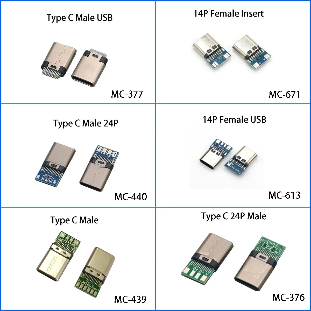 1PC USB 3.1 Type C PCB Board Charging Data Port Interface Connector 7 14 12 24 Pin 2/4/6P Solder Joint USB Male Female Socket