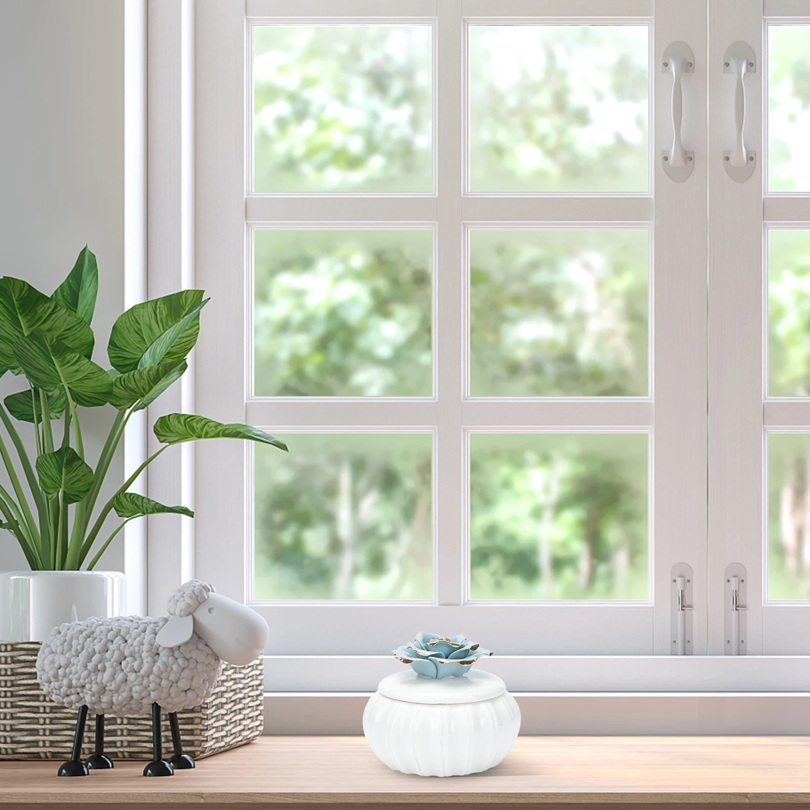 

1Pcs Rose Pattern Ceramic Jewelry Box Nordic Style Hand-Painted Sealed Lid Home Storage Jar Decorative Gift Container