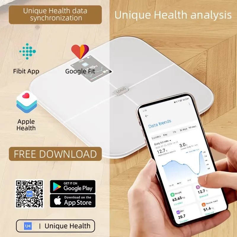 Unique 180kg Bathroom Wholesale Bluetooth Smart Body Composition Measurement Scale with Professional Free App Body Fat Scale Bmi