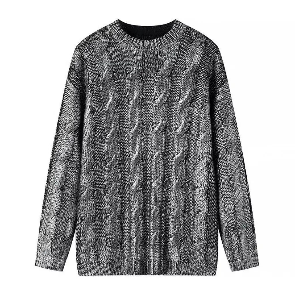 

Winter Knitted Sweater Top for Women round Neck Long Sleeve Bronzing Color European And American Style C92310