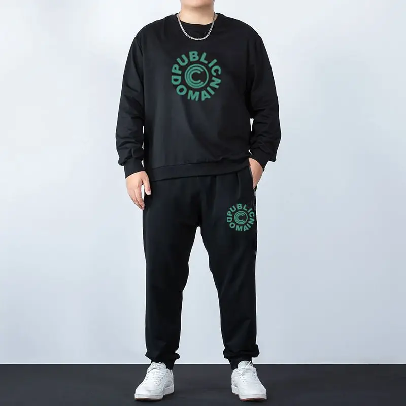 Große Größe Männer Kleidung Sporta nzug lose Freizeit Langarm Sweatshirt lange Hosen zweiteilig Frühling Herbst Hosen Anzug Pullover