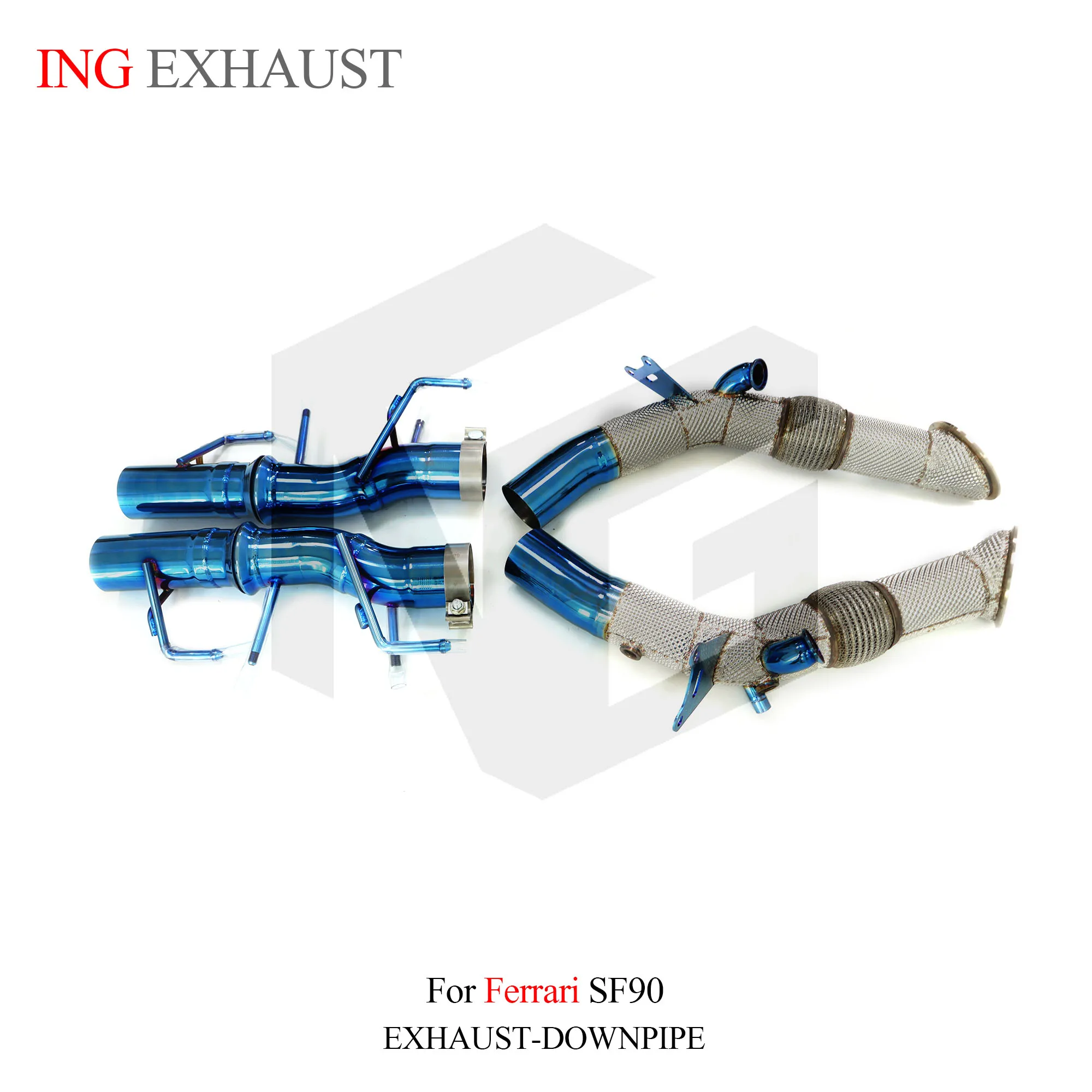 ING Ss304 Blue Style Exhaust Direct Catback System for Ferrari SF90 3.9L V8 Converter Heat Shield Engine Accessories