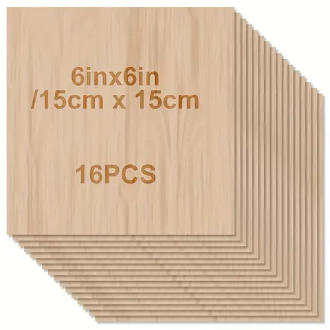 미완성 목재 48/32/16/8/4개, 6 x 6인치/15*15cm - 2mm 두께의 판자, 수공예품, 예술 및 공예용 빈 목재