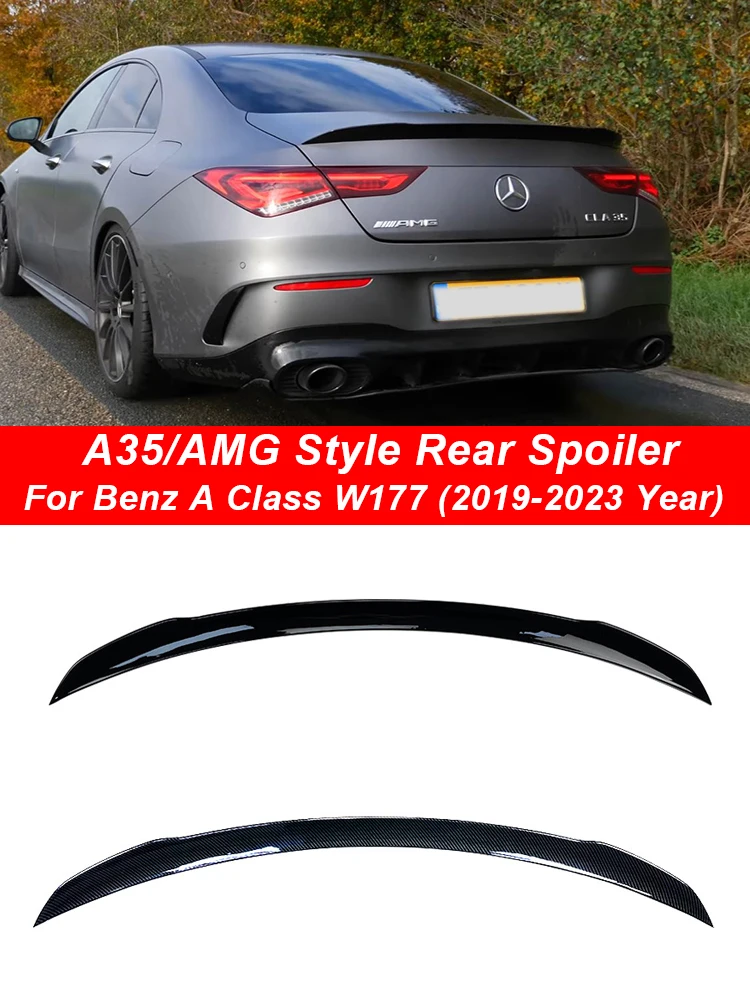 For Mercedes Benz A Class W177 A35 A45 Style Rear Bumper Spoiler Wing Kit Sedan AMG A180 A200 A250 2019-2023 Carbon Fiber