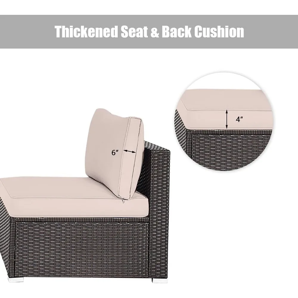 أريكة Relax4life مكونة من قطعتين من الخيزران بدون ذراع - طقم أريكة مقطعية من الخيزران مع وسائد قابلة للإزالة، طقم كراسي أريكة لجميع الأحوال الجوية للشرفة