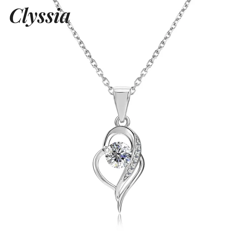 

CLYSSIA 100% Moissanite Pendant Necklace 925 Sterling Silver Musical Note Design Fine Women Jewelry Rhinestone Clavicle Chain