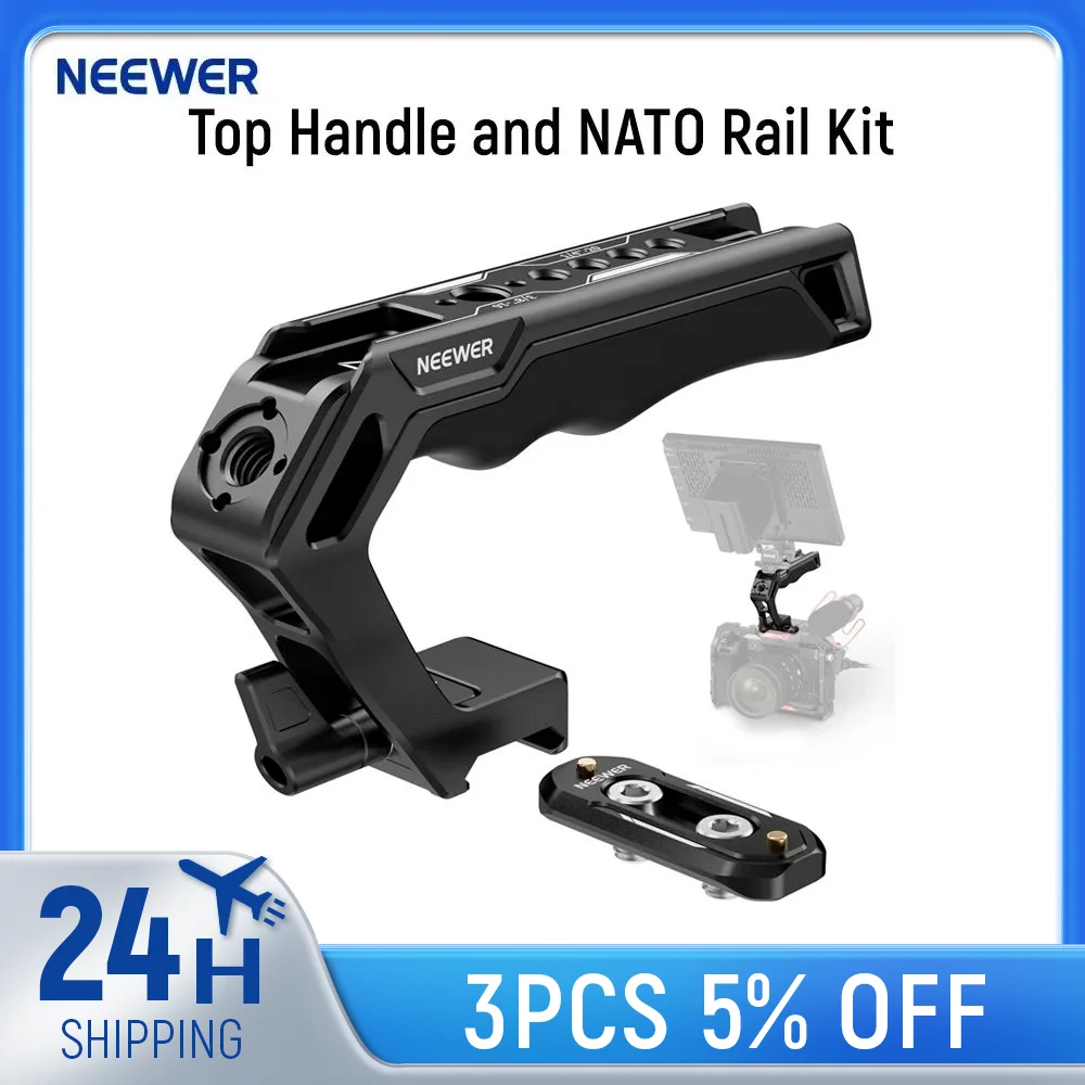 

NEEWER Top Handle and NATO Rail Kit, Comfort Silicone Grip with Quick Release NATO Clamp Handgrip For Dslr Camera Cage Video Rig