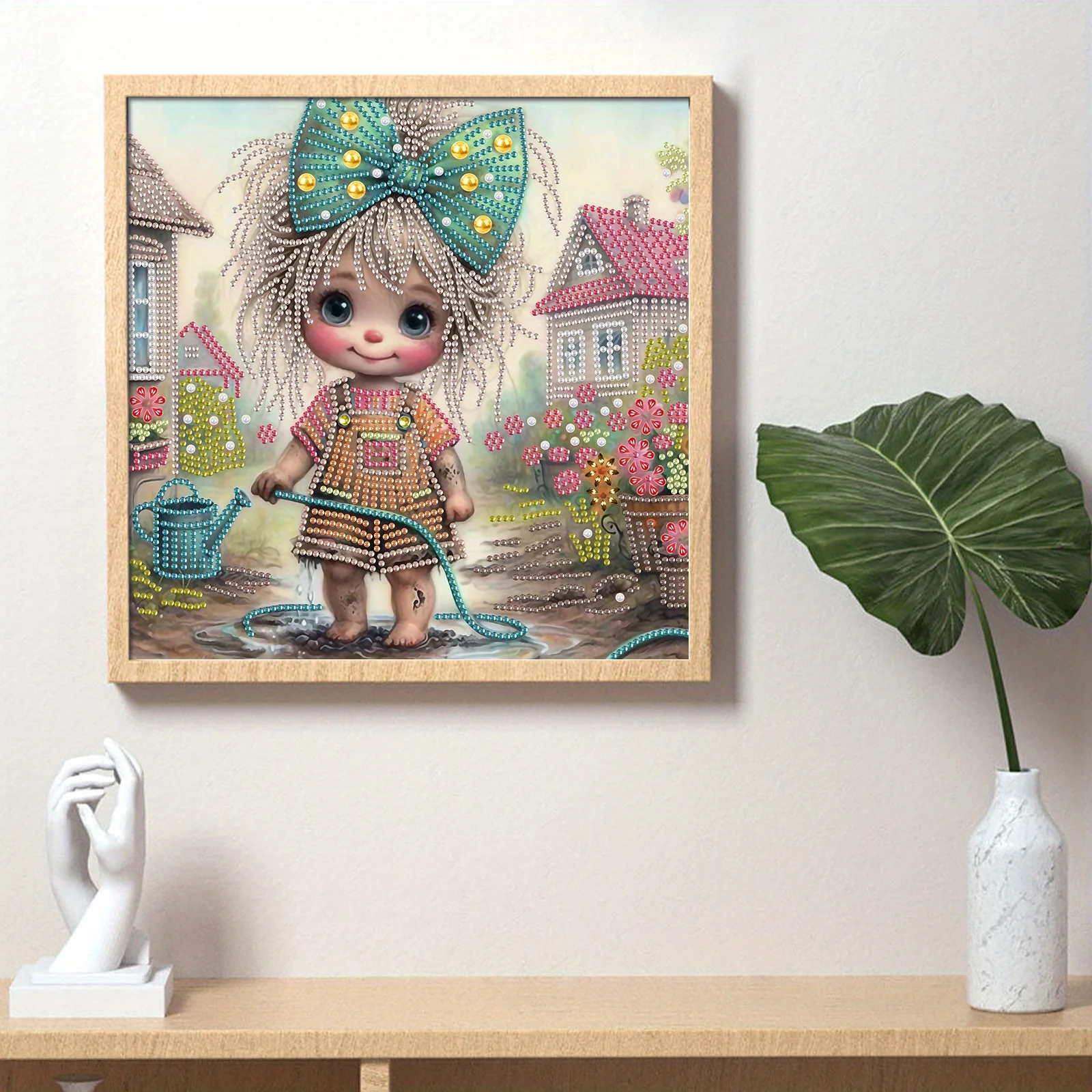 DIY Bow girl 5D Special Shape Diamond Art Kits for Beginners,Diamond Art Painting Kits for Home Wall Decoration Gift
