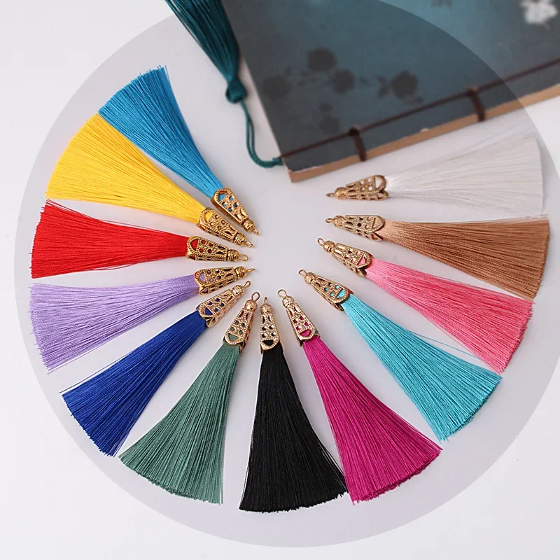 10pcs/lot 9.2cm Long Silk Polyester Tassels Fringe Small Pendant Tassel for Earrings Necklace Bag DIY Jewelry Making Accessories