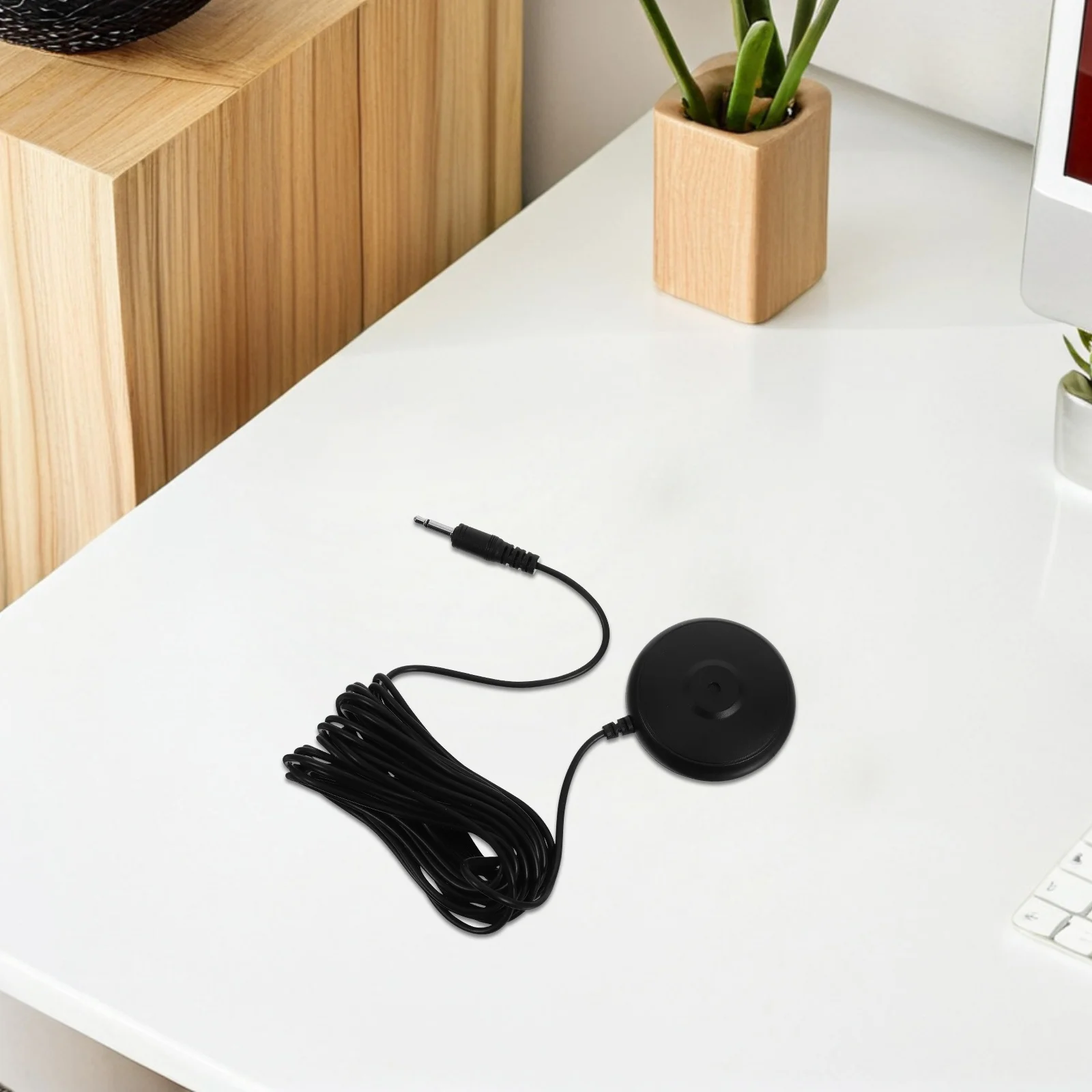 

Desktop Calibration Microphone Plug In 3.5Mm For Laptop Online Teaching Conference Audio Recording 5M Male Connector Black