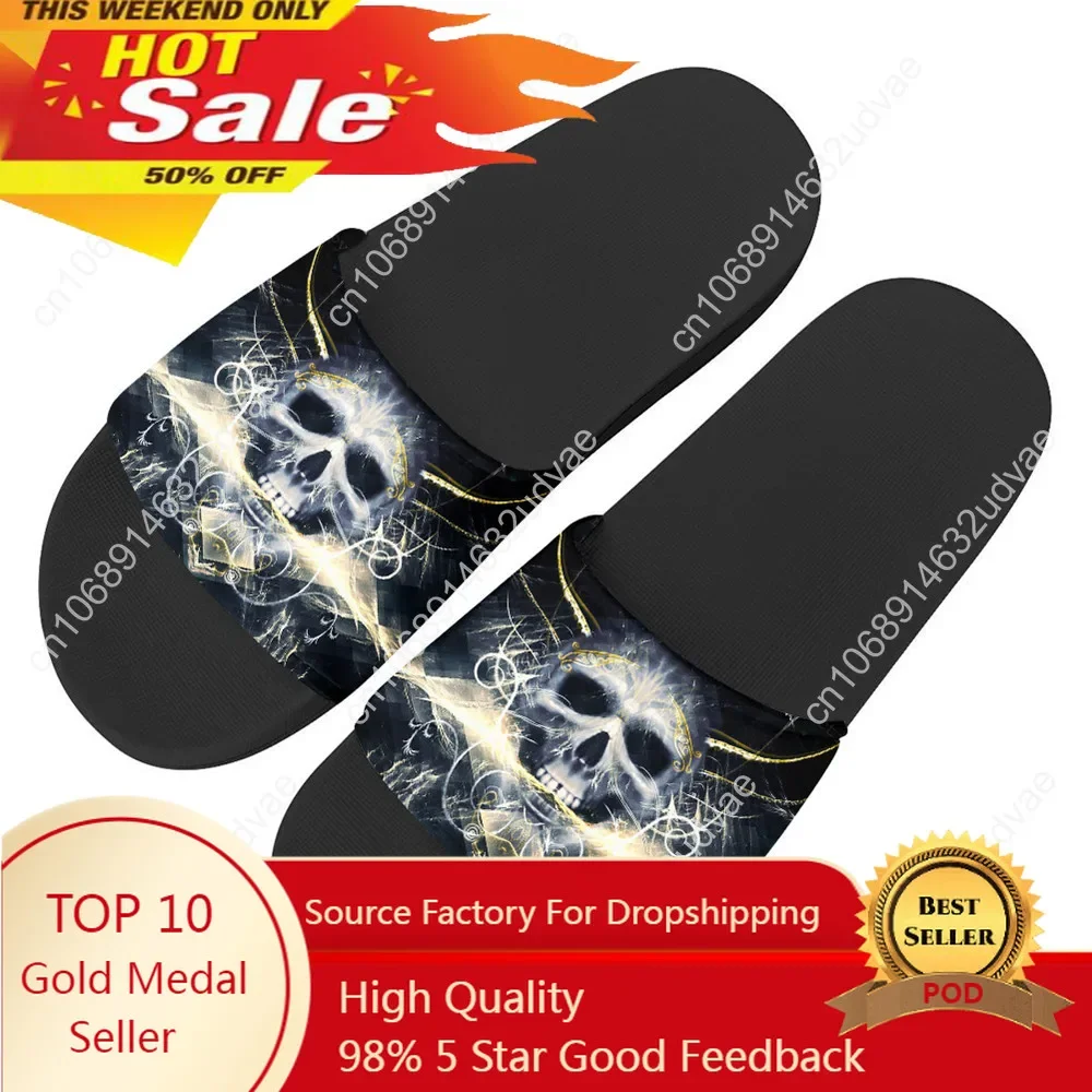 

Gothic Skull Design Woman Summer Outdoor Beach Slippers Casual Home Flip Flops Bathroom House Ladies Sandals 2020