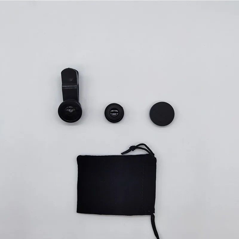 Mobile Phone Lens Magnifying Glass 180 Degrees Fisheye Wide-angle Macro Selfie Device Three-in-one, Fisheye Clip Lens