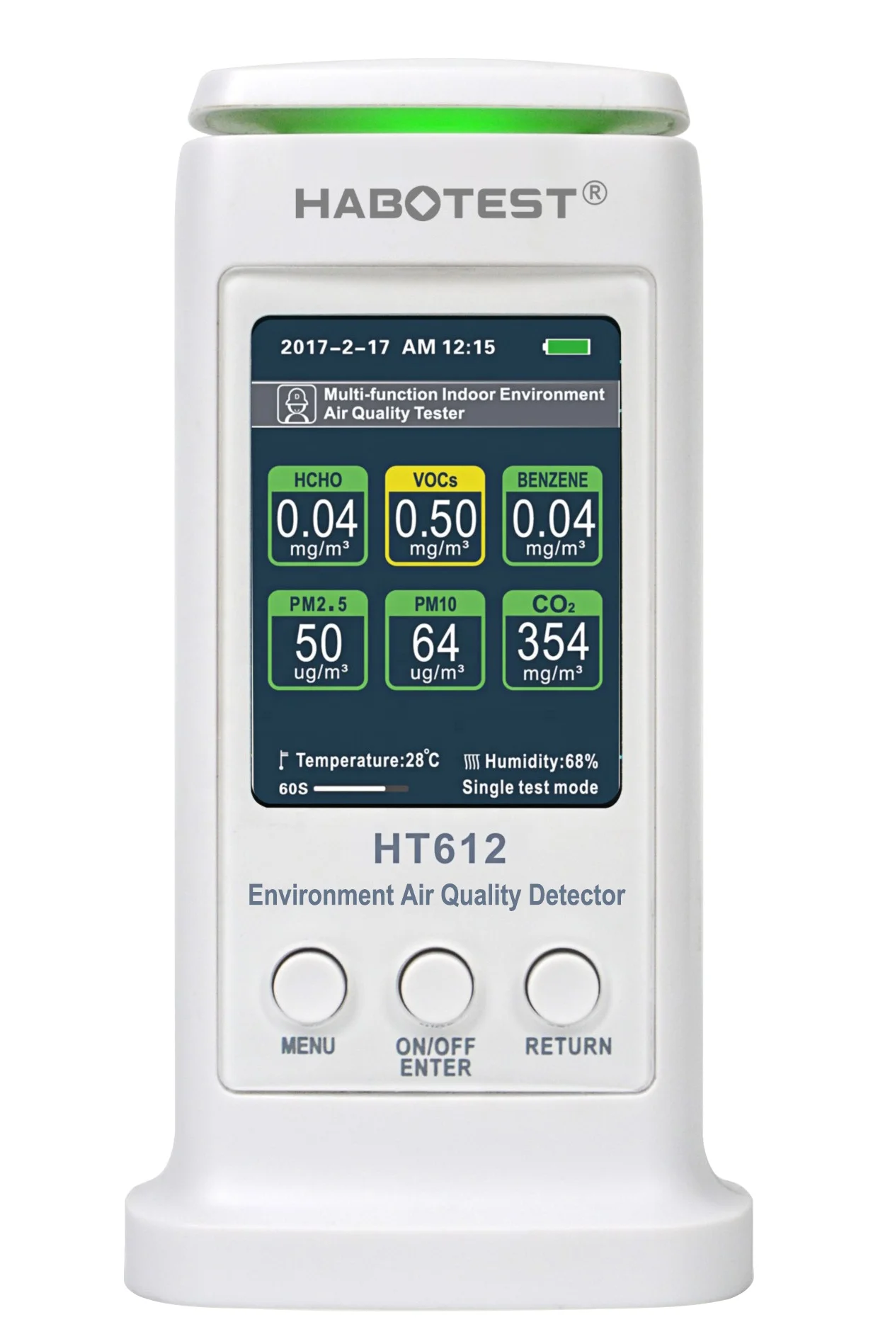 Qualidade do Ar Detector Gás Verificador Tester Medidor Ambiental PM2.5 PM10 HCHO TVOC Poluição Monitor HT608 Indoor Ce Exterior, rohs