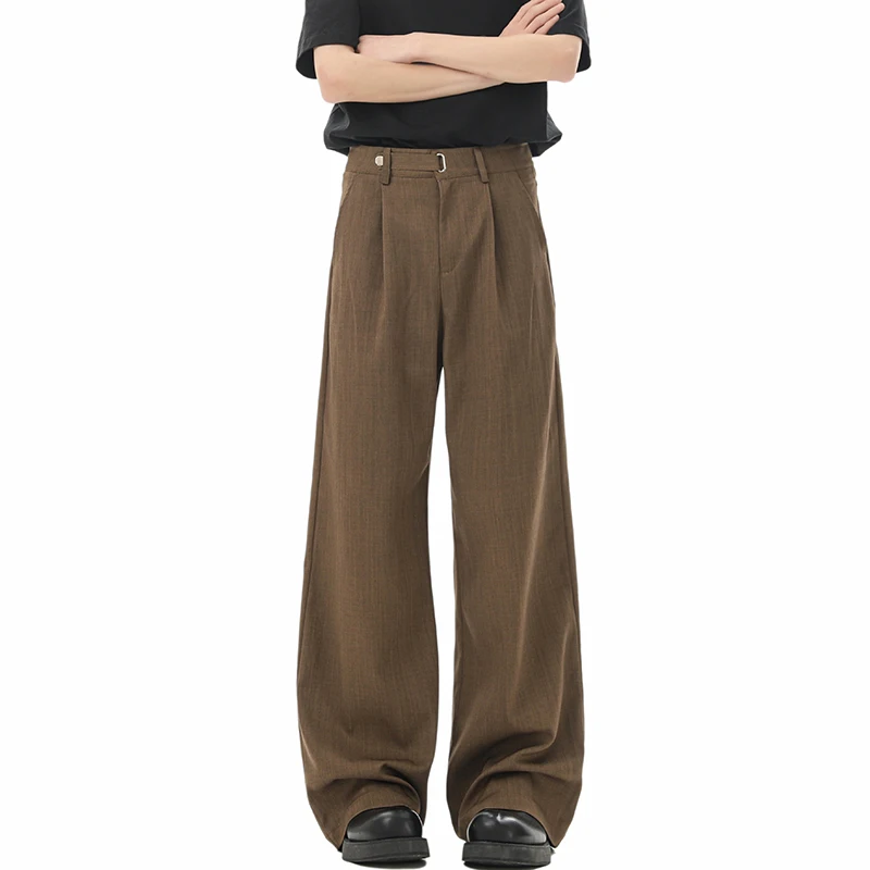 

Brown Suit Pants Men Fashion Society Mens Dress Pants Korean Loose Wide Leg Pants Mens Office Formal Trousers Plus Size 4XL