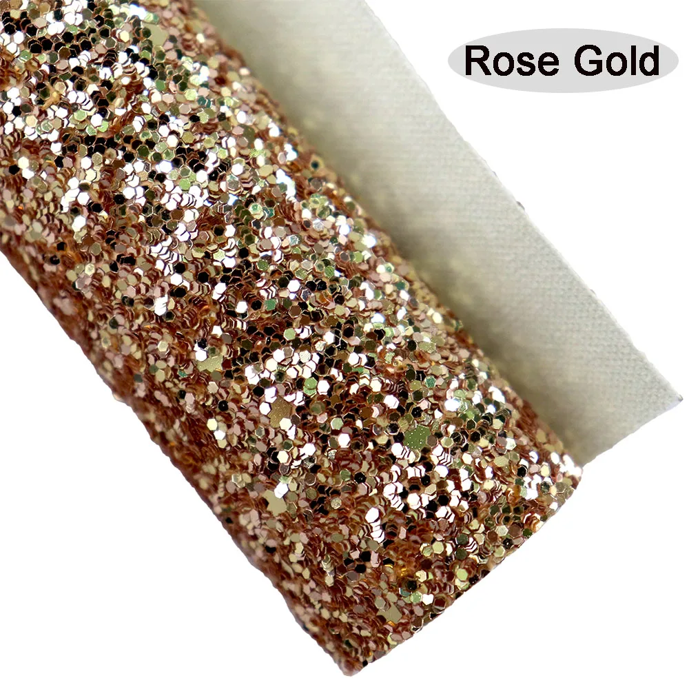 Rose Gold Chunky Fine Glitter Fabric Lichee Textured Faux Soft Smooth Synthetic Leather For DIY Bows Earring HD006