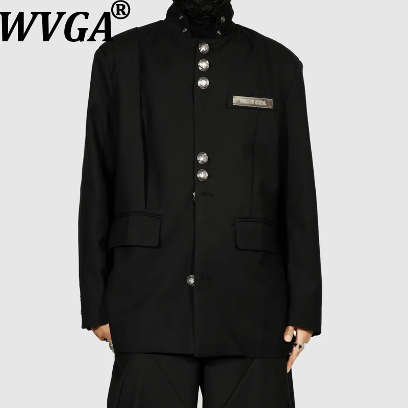 

WVGA Spring Autumn New Man Tide Stand Collar Button Trendy Blazer Niche Chic Casual Long Sleeve Suit Coats Streetwear Ins W14755