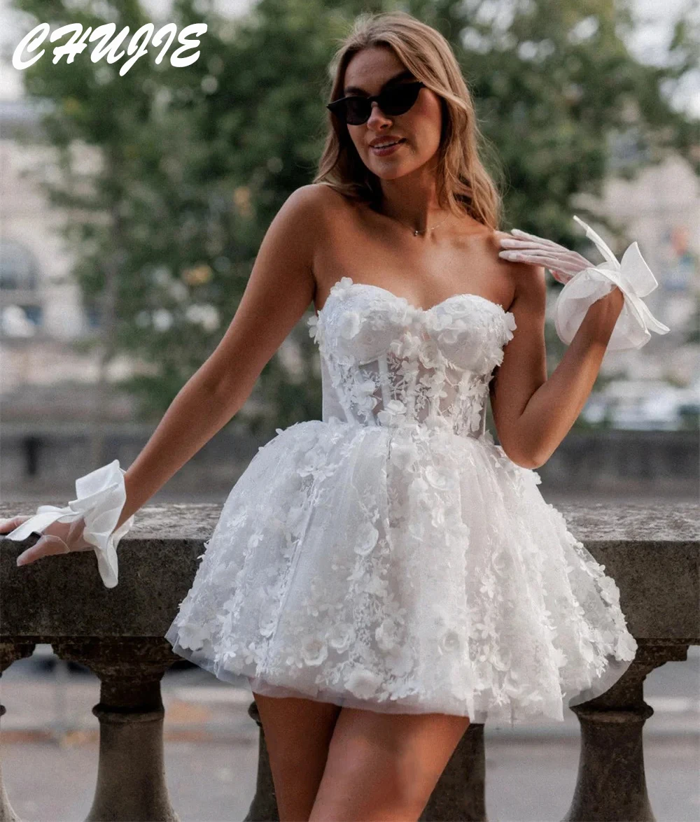 

White Mini Prom Dresses Flower Appliques فساتين السهرة Sleeveless vestidos verano moda Wedding Cocktail Party Dress Customized