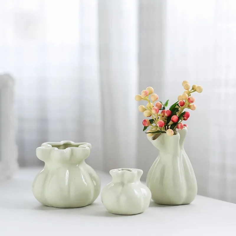 2Size Simple Ceramic Vase Decoration Creative Household Living Room Decoration Vase Multi functional Solid Color Vase 1PCS LJ564