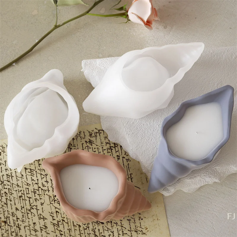 [YU]DIY Conch Bedroom Decoration Drop Glue Candle Mold Conch Shell Jewelry Storage Box Aromatherapy Candle Gypsum Silicone Mold