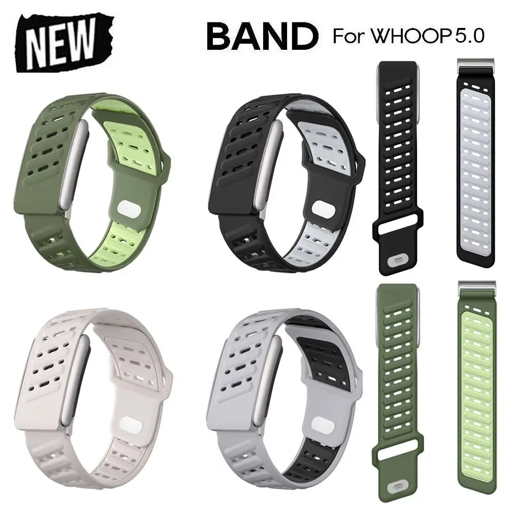 سوار لياقة بدنية من السيليكون، حزام تعقب ناعم قابل للتنفس، سوار معصم رياضي قابل للتعديل لـ Whoop 5.0 Life MG/One/Peak