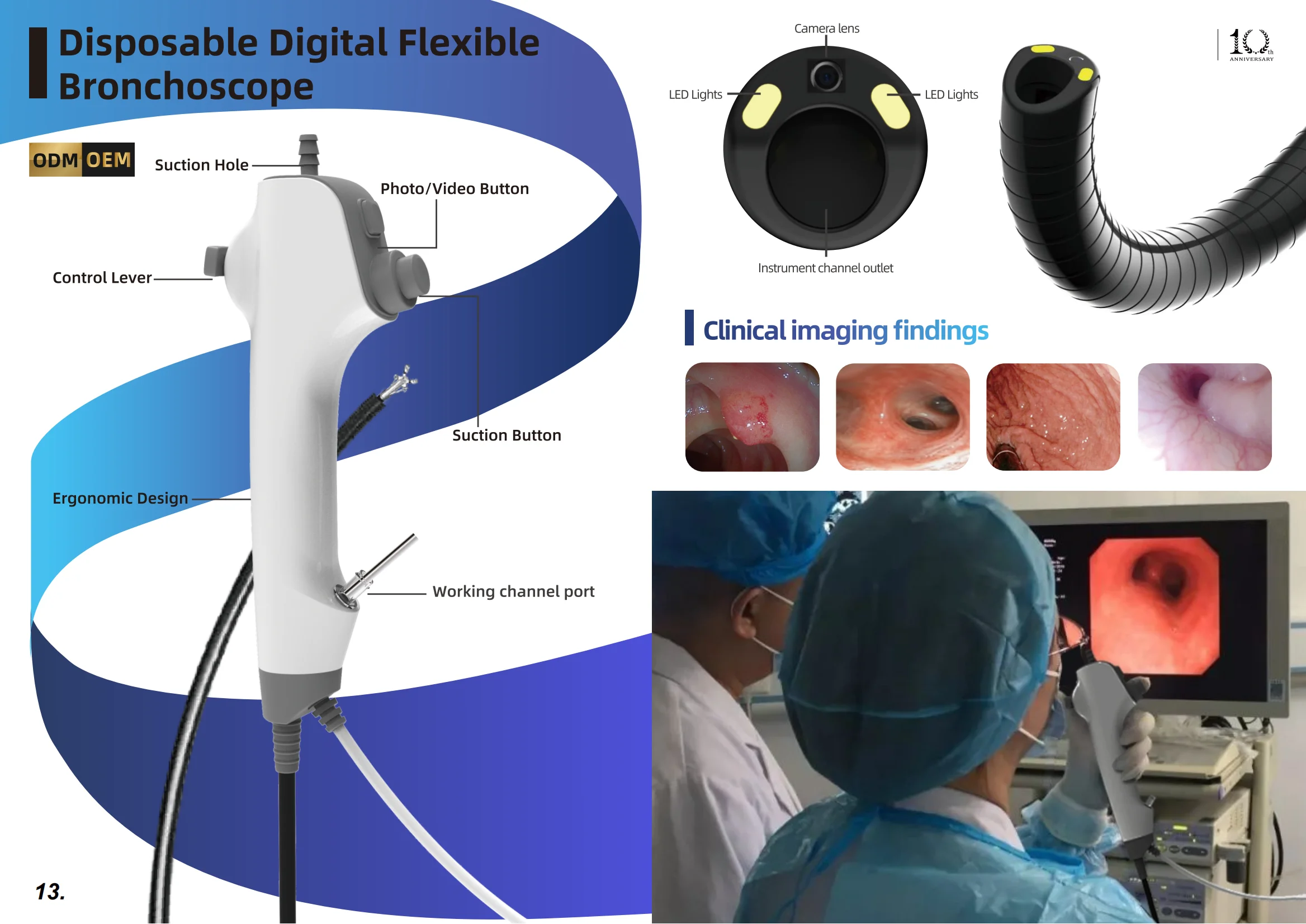 High Quality Disposable ENT Endoscopy Urology Flexible Bronchoscope Endoscope System with Touch Screen