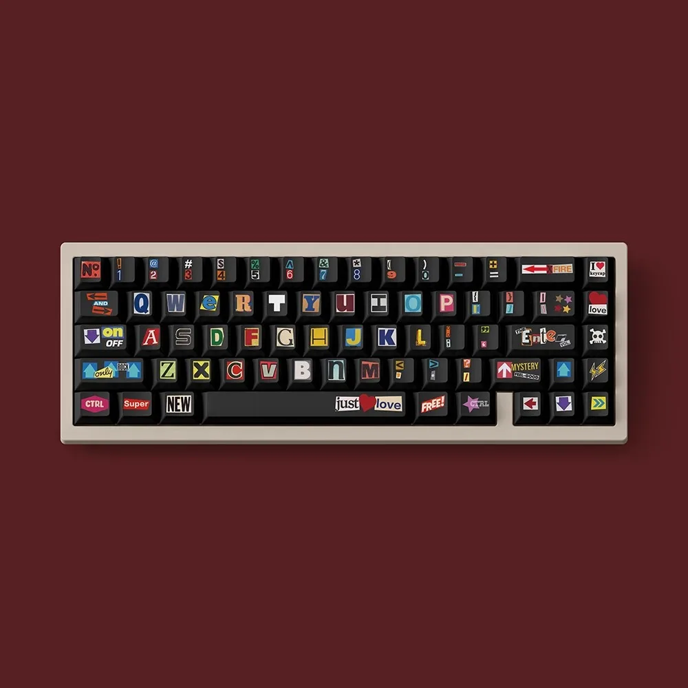 FBB Sticker Theme Keycap Set 145key PBT Custom Black Cartoon Keyboard Cap Cherry Profile Gaming KeyCap for Mechanical Keyboard