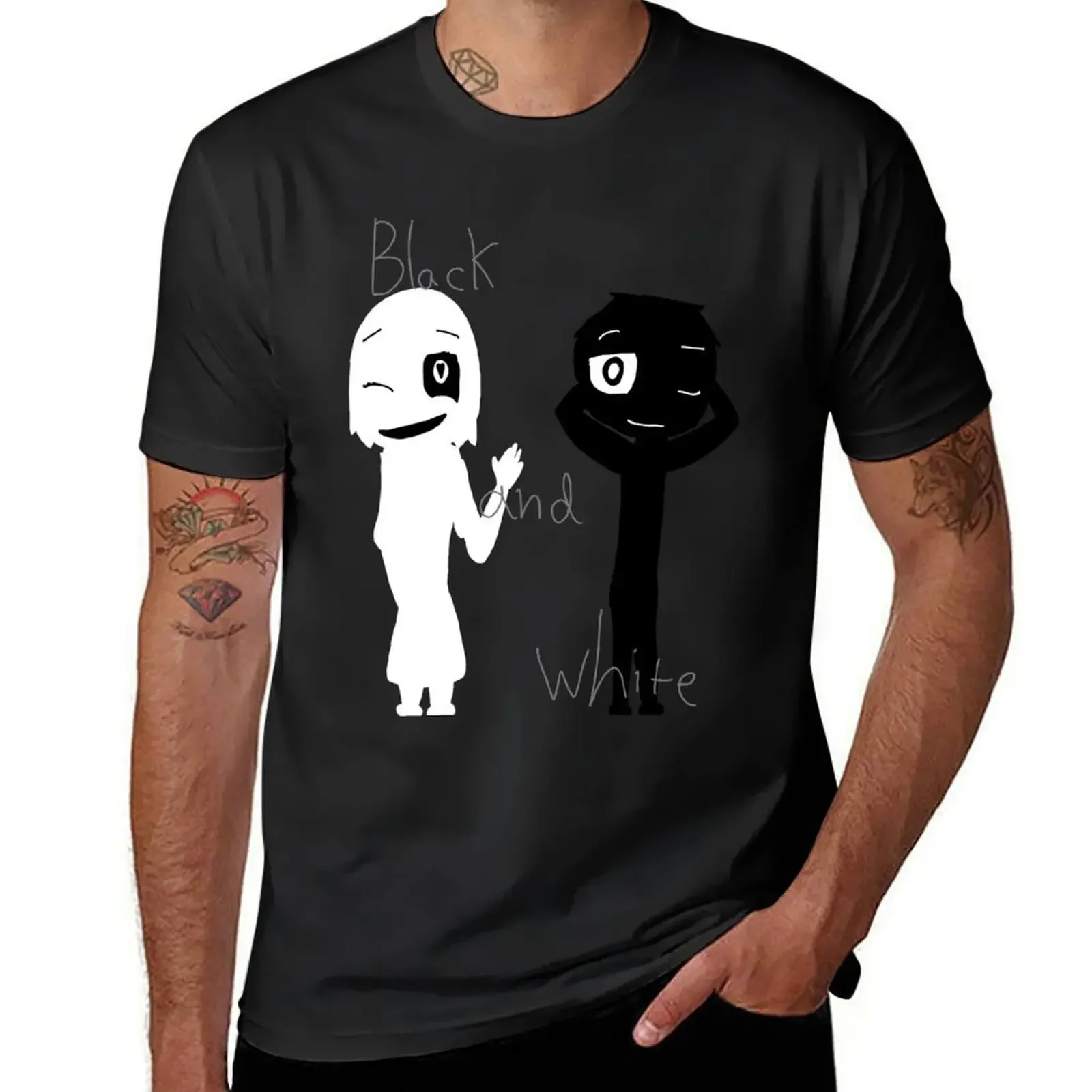 Black and White T-Shirt sublime blacks anime figures t shirts men