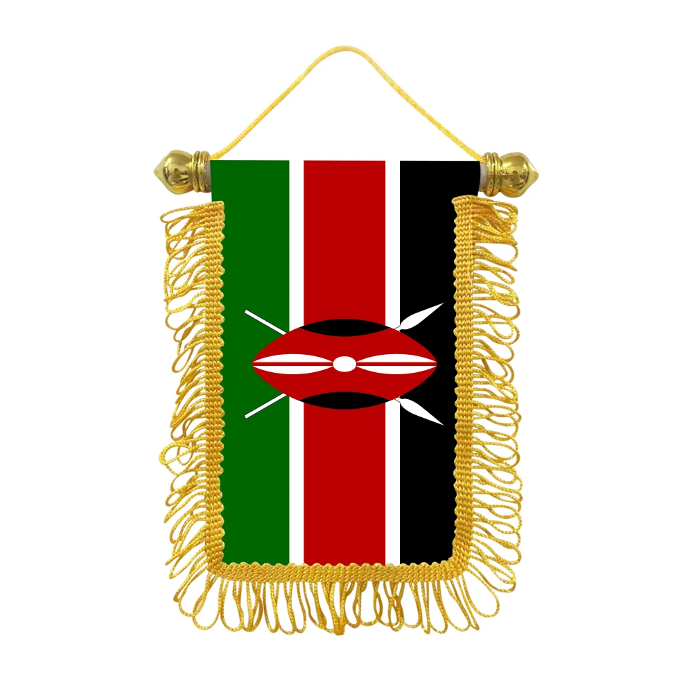 Kenya small hanging flag 10x15cm triangular flag car decoration hanging flag double-sided pattern with suction cup