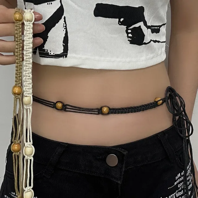 Cadena de cintura trenzada boho con flecos para mujer