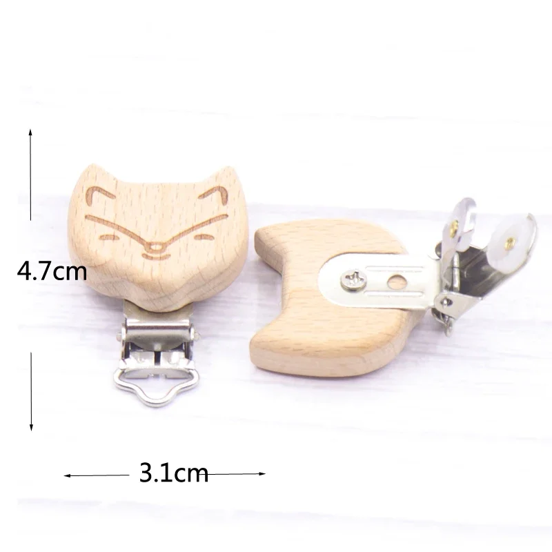 Clips de madera para chupete de bebé, accesorios para cochecito, juguetes para niños pequeños, collar de dentición, estampado, chupete infantil, 5