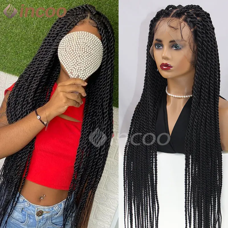 

Senegalese Twist Braided Wigs Synthetic 36 Inch Full Lace Front Jumbo Box Braids Wigs Senegalese Twist Braided Wigs Black Women