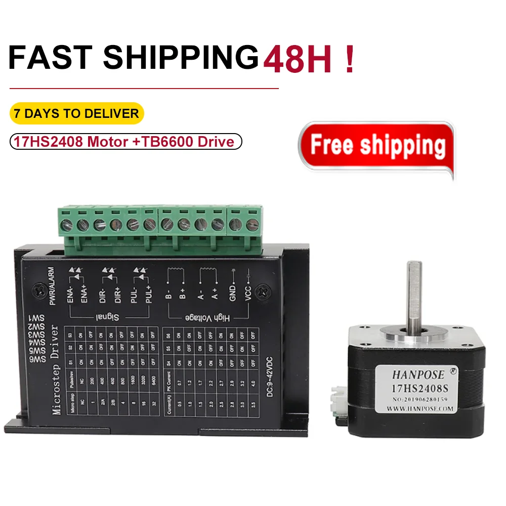 

3D printer 4-lead Nema17 Stepper Motor 42 motor 0.6A for CNC 17HS2408S with TB6600 stepper motor driver nema17