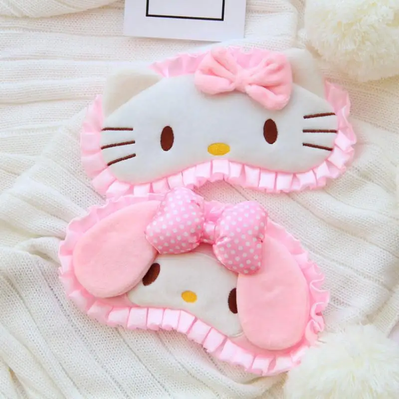 قناع عين للنوم من Kawaii Hello Kitty للنساء ، قناع نوم ، دانتيل ، عبوة ثلج ، جمال ، قطة لطيفة ، إكسسوارات هدايا ، بيع بالجملة